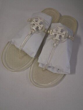 Tory Burch Mini Miller Flat Thong Sandals Color: Clear Size: 9